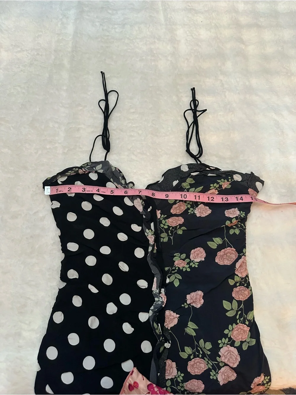 For Love & Lemons Mochi Shirred Mini Dress Roses Polka Dot Floral 39217_7